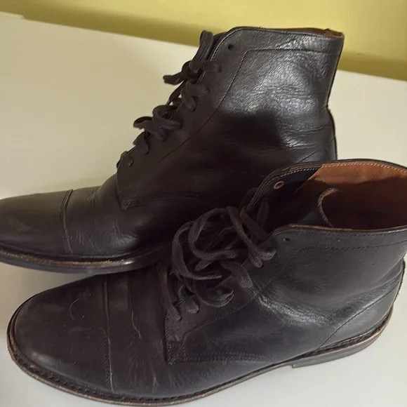 Frye Men’s Black Leather Lace-up Ankle Boots Size 10D - Picture 4 of 12